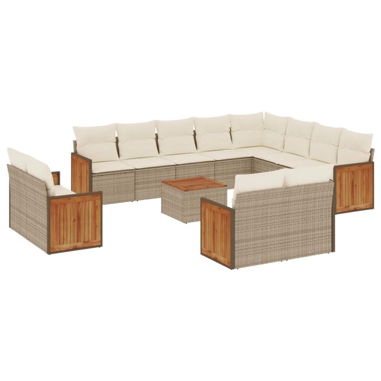 vidaXL 13-Tlg Garten-Sofagarnitur mit Kissen Beige Poly Rattan 3260602 günstig online kaufen