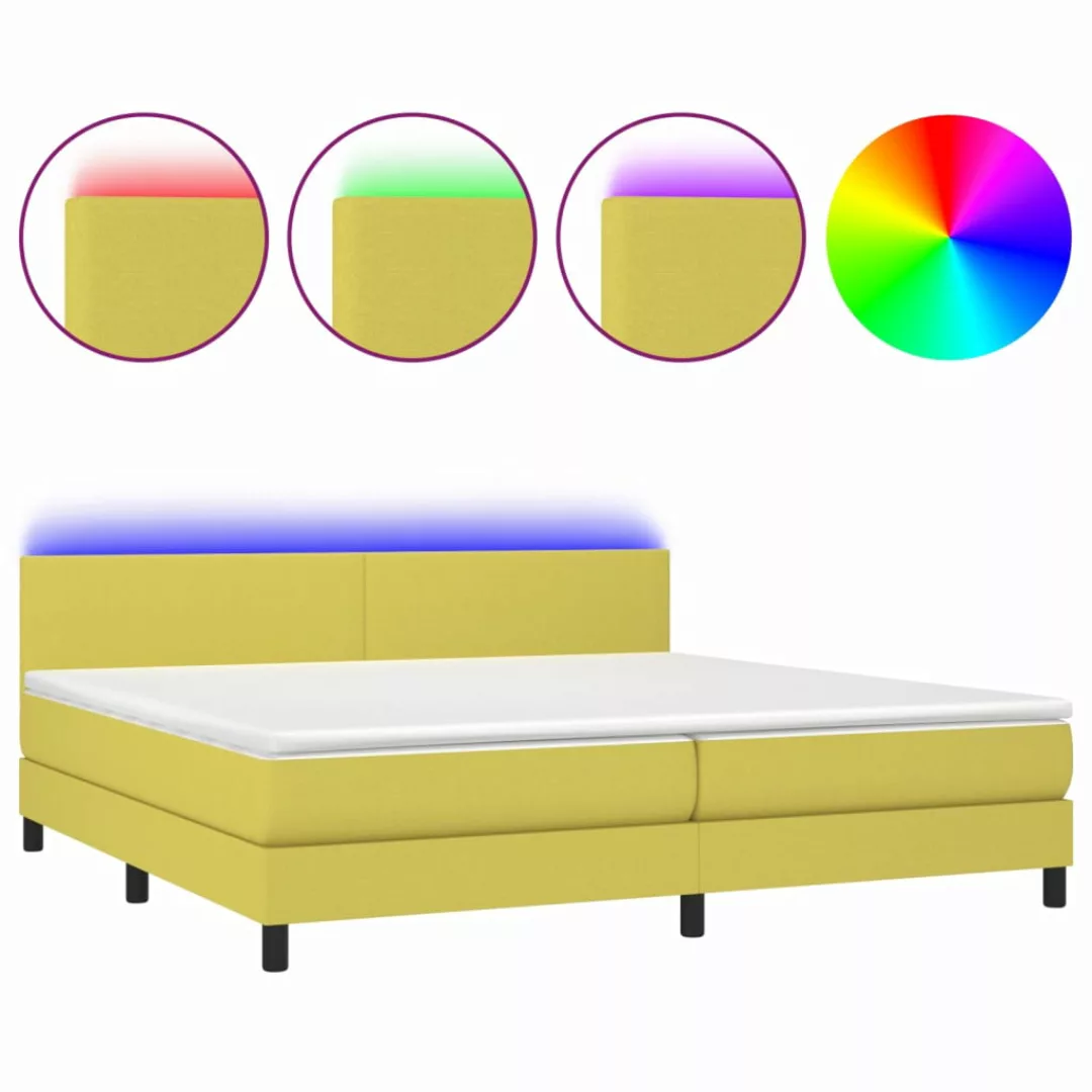 Vidaxl Boxspringbett Mit Matratze & Led Grün 200x200 Cm Stoff günstig online kaufen