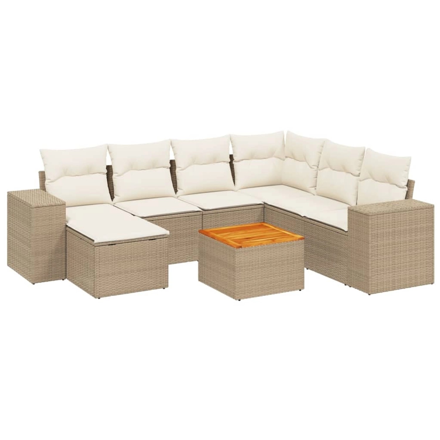 vidaXL 8-Tlg Garten-Sofagarnitur mit Kissen Beige Poly Rattan 3257892 günstig online kaufen