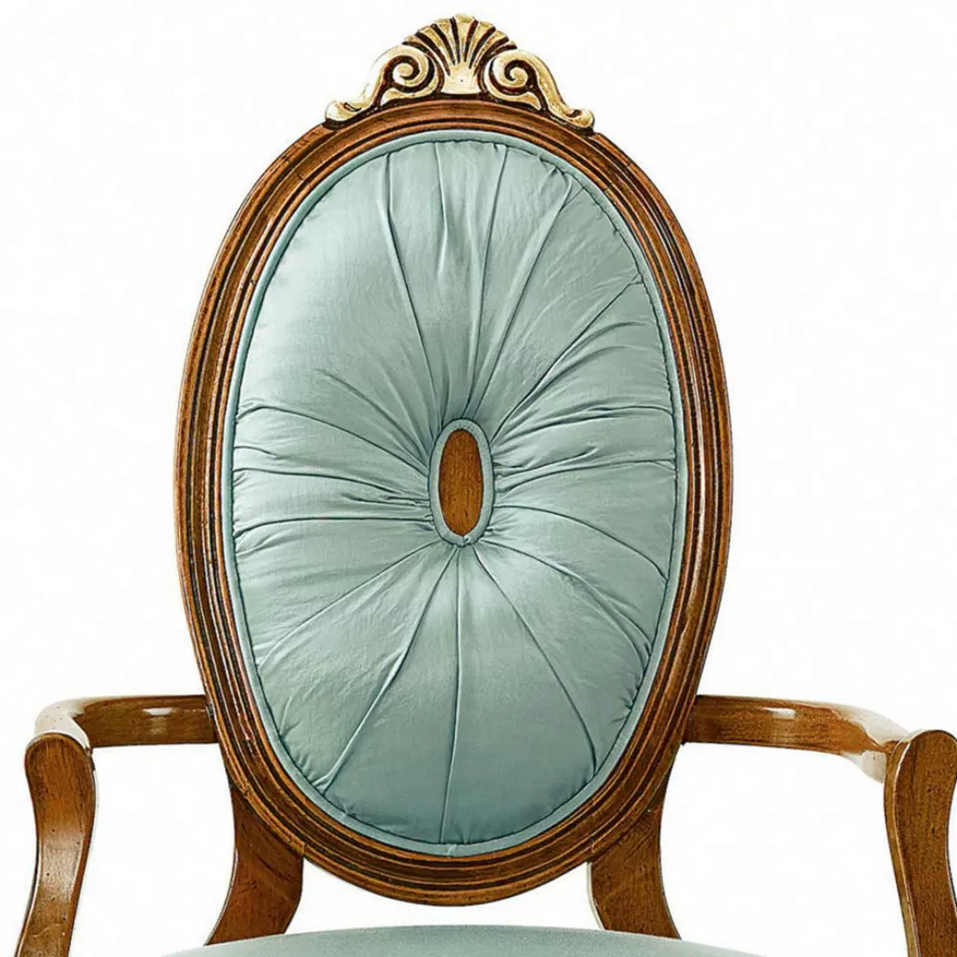 Barockstil Armlehnstuhl in Mintgrün Gestell aus Massivholz günstig online kaufen