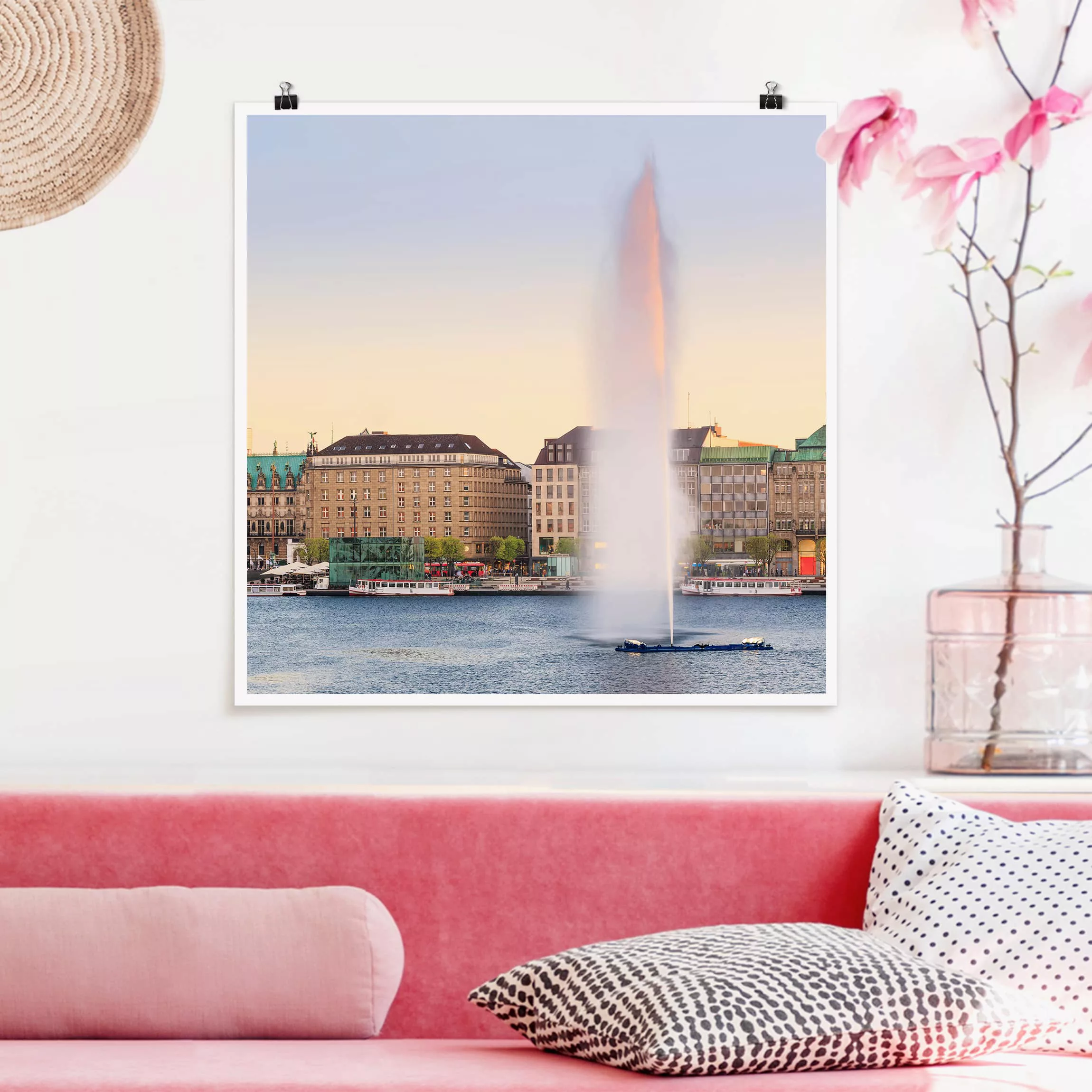 Poster Architektur & Skyline - Quadrat Hamburger Alster günstig online kaufen