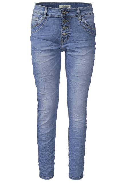 Jewelly Regular-fit-Jeans Stretch Jeans Five-Pocket im Crash-Look günstig online kaufen