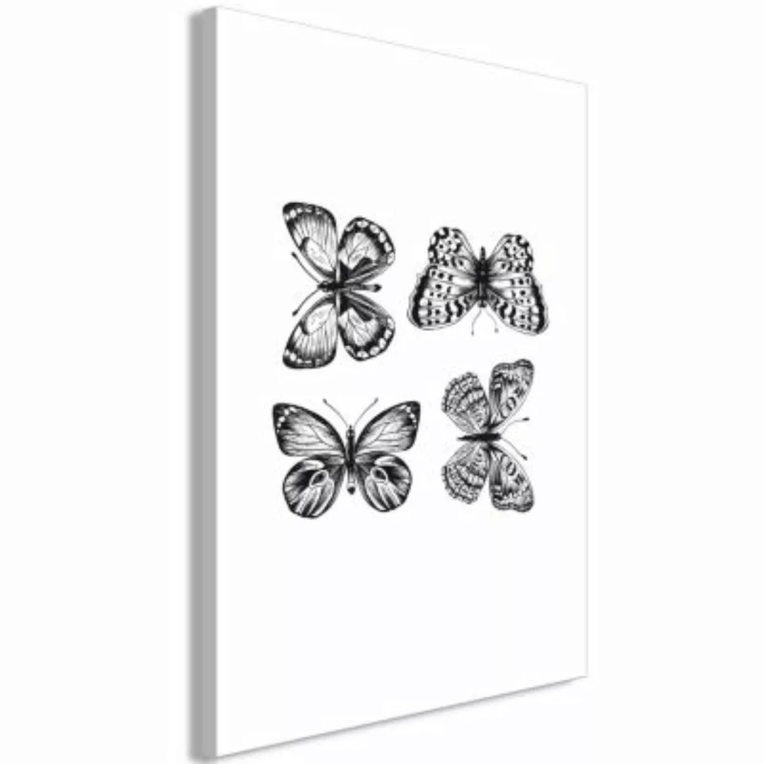 artgeist Wandbild Four Butterflies (1 Part) Vertical schwarz/weiß Gr. 40 x günstig online kaufen