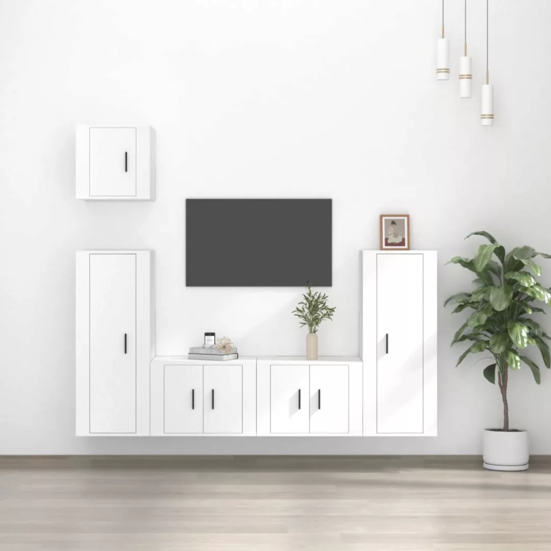 Vidaxl 5-tlg. Tv-schrank-set Weiß Holzwerkstoff günstig online kaufen