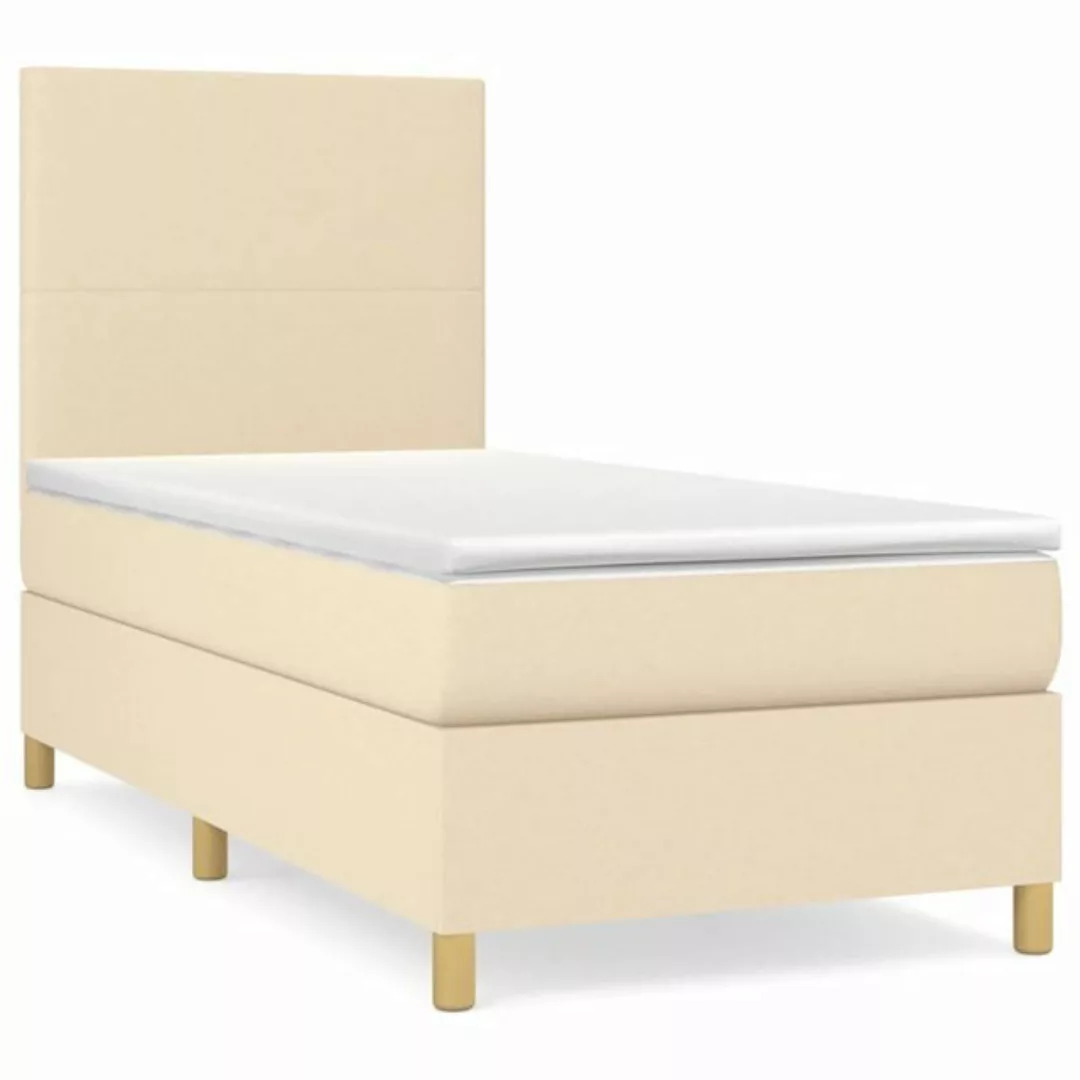 vidaXL Bettgestell Boxspringbett mit Matratze Creme 100x200 cm Stoff Bett B günstig online kaufen