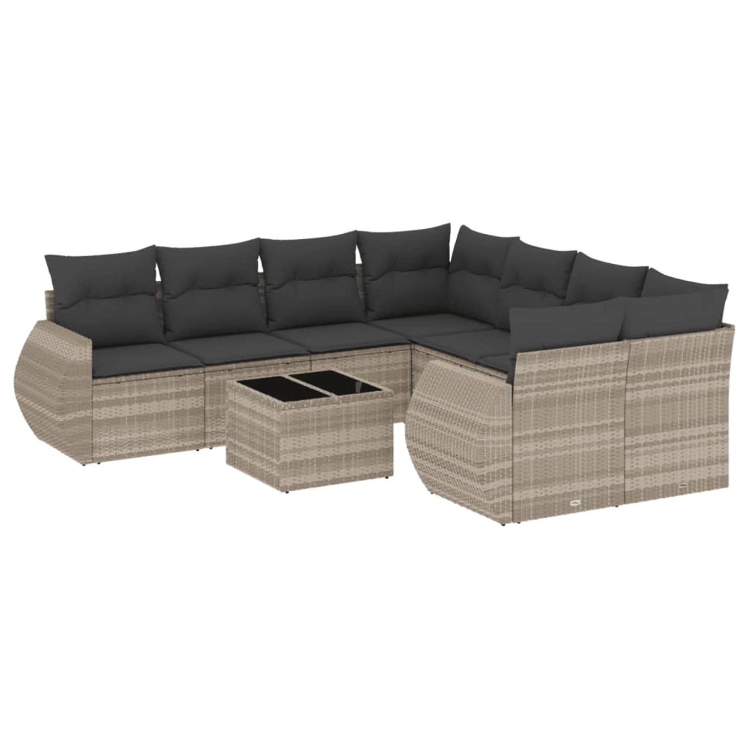 vidaXL 9-Tlg Garten-Sofagarnitur mit Kissen Hellgrau Poly Rattan 3221161 günstig online kaufen
