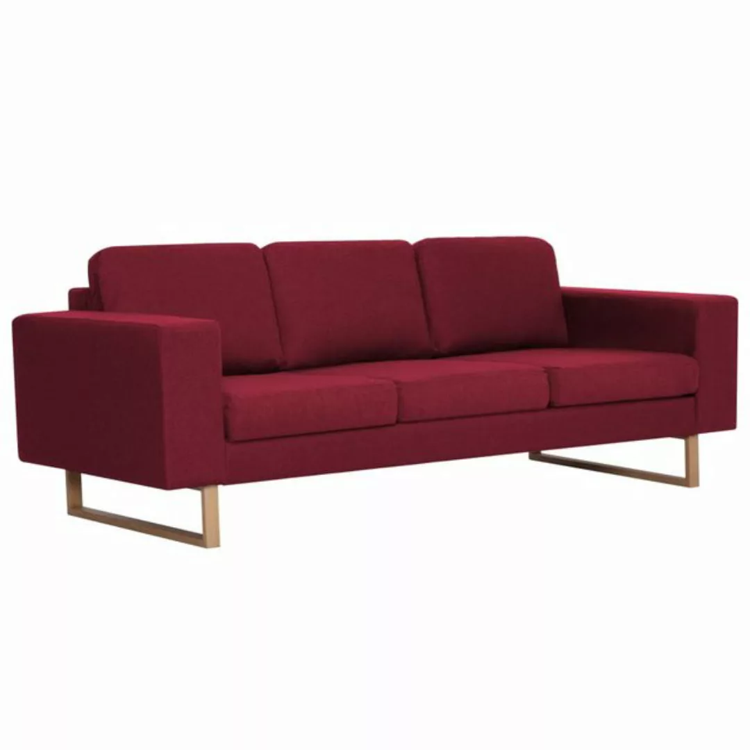 vidaXL Sofa 3-Sitzer-Sofa Stoff Weinrot Couch günstig online kaufen