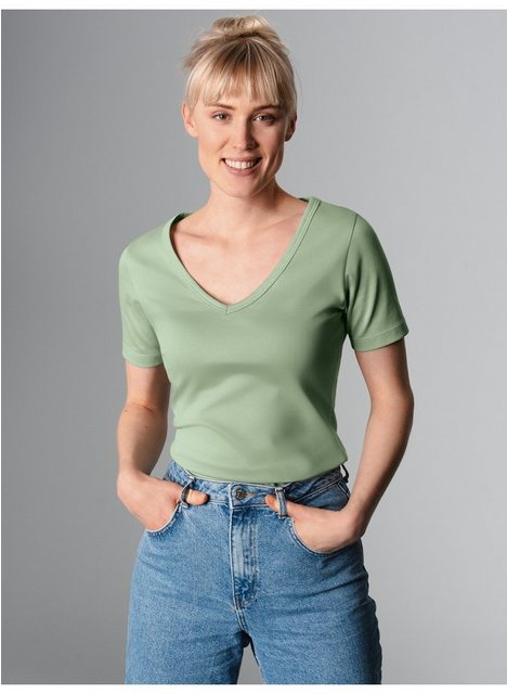 Trigema T-Shirt TRIGEMA V-Shirt aus Baumwolle/Elastan (1-tlg) günstig online kaufen