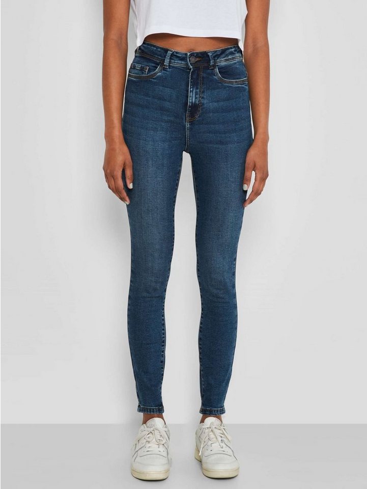 Noisy May Damen Jeans NMAGNES HW ANK JEANS VI124MB Skinny Fit Blau - Medium günstig online kaufen