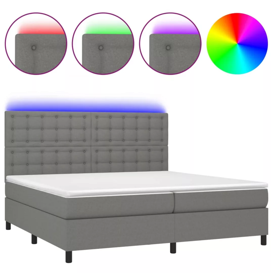 Vidaxl Boxspringbett Mit Matratze & Led Dunkelgrau 200x200 Cm Stoff günstig online kaufen