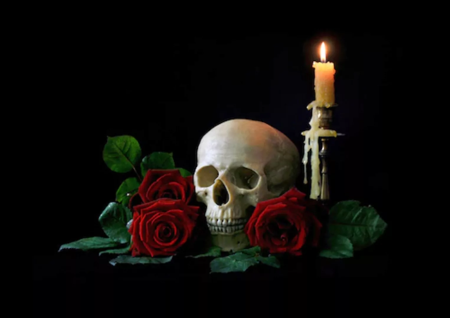 Papermoon Fototapete »Totenkop mit Kerze« günstig online kaufen
