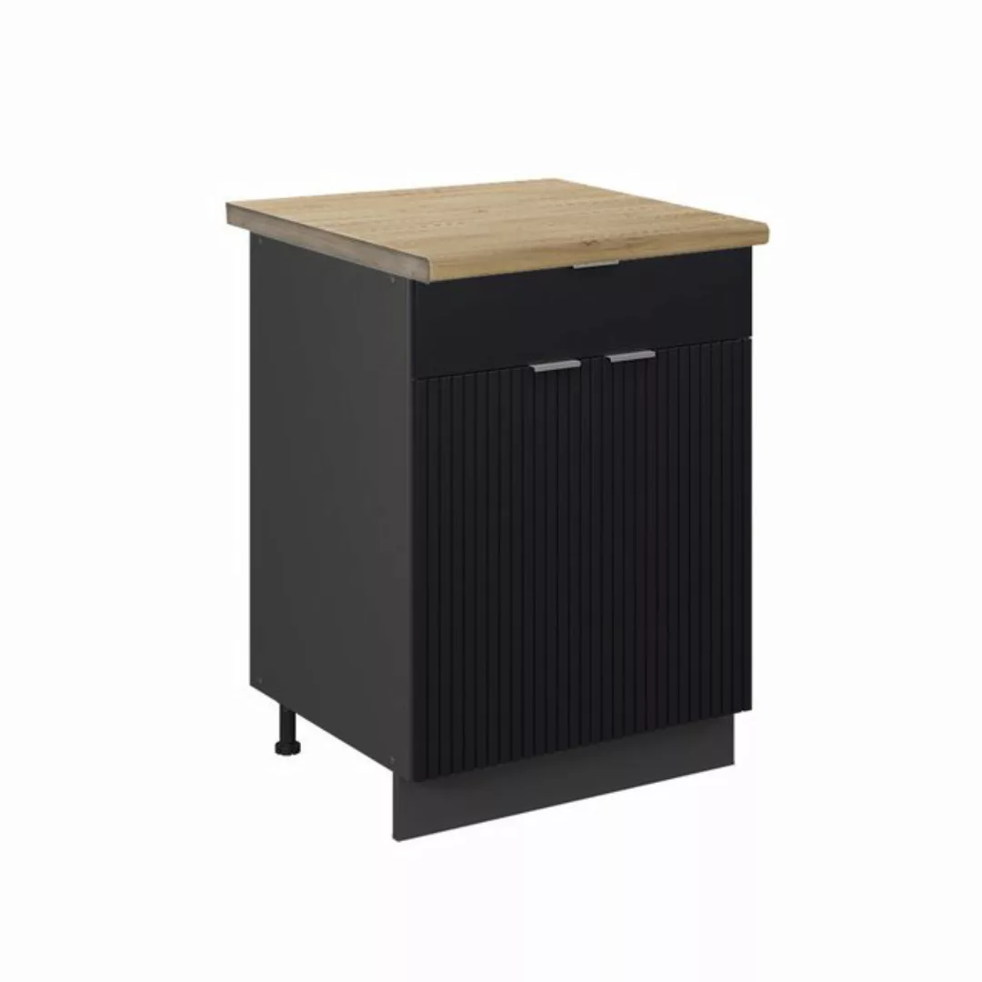 Vicco Unterschrank Fame-Line, Schwarz gestreift/Anthrazit, 60 cm mit Schubl günstig online kaufen