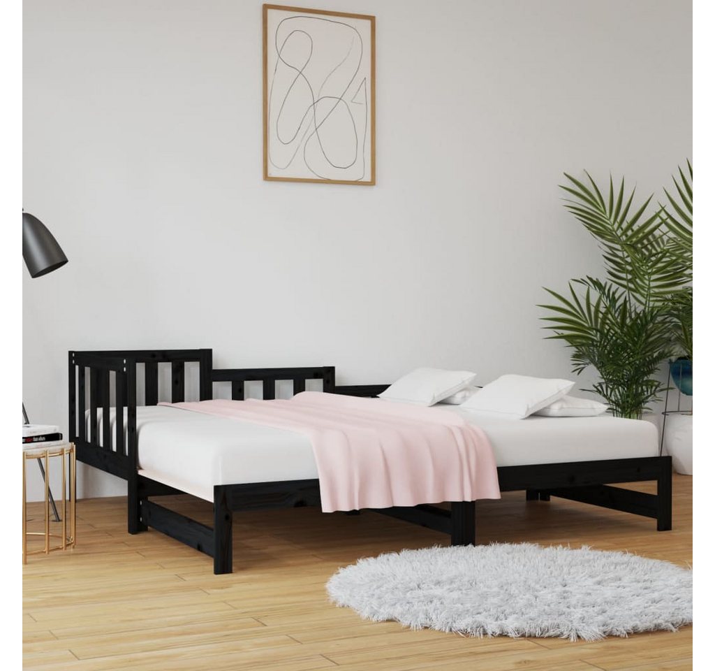 vidaXL Gästebett Tagesbett Ausziehbar Schwarz 2x90x200 cm Massivholz Kiefer günstig online kaufen