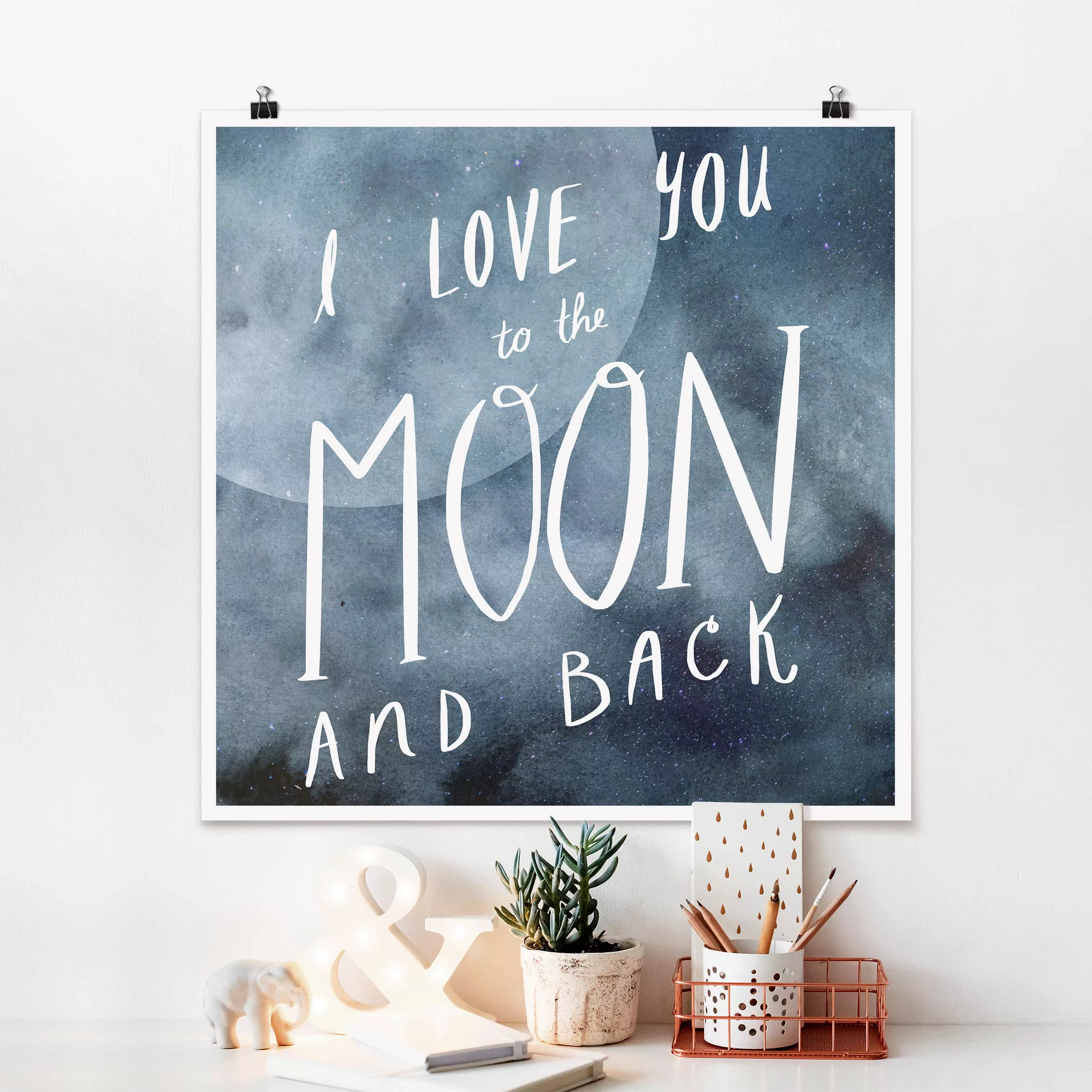 Poster Spruch - Quadrat Himmlische Liebe - Mond günstig online kaufen
