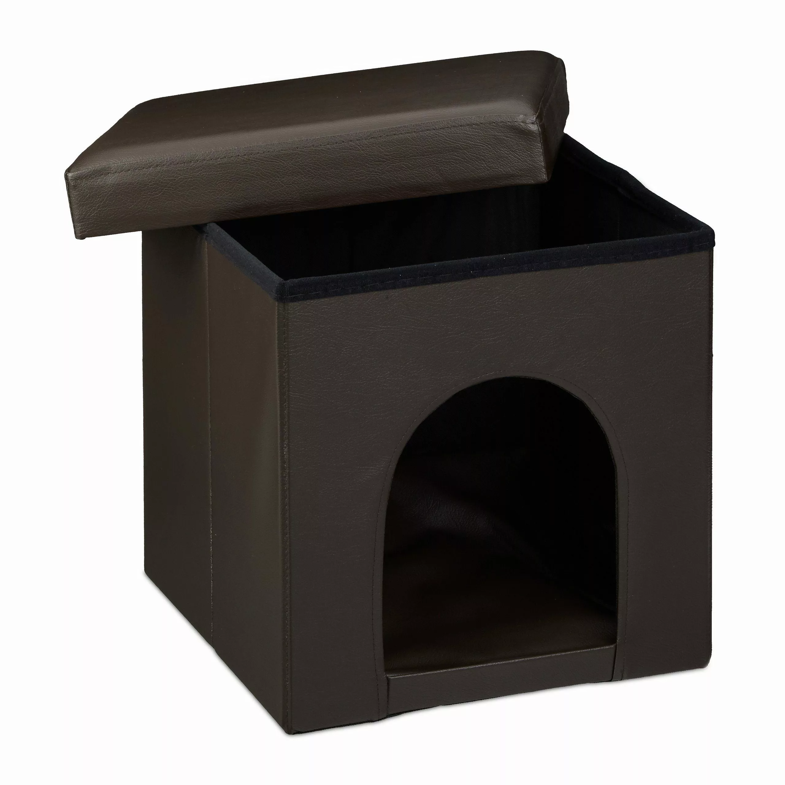 relaxdays Indoorhütte Hundebox Sitzhocker, Braun günstig online kaufen