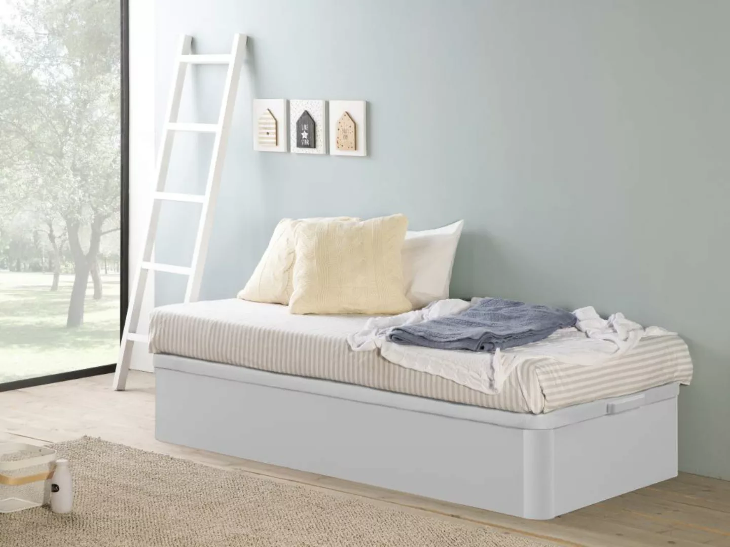 Bettgestell mit Bettkasten - 90 x 190 cm - Weiß matt - HESTIA von YSMÉE günstig online kaufen