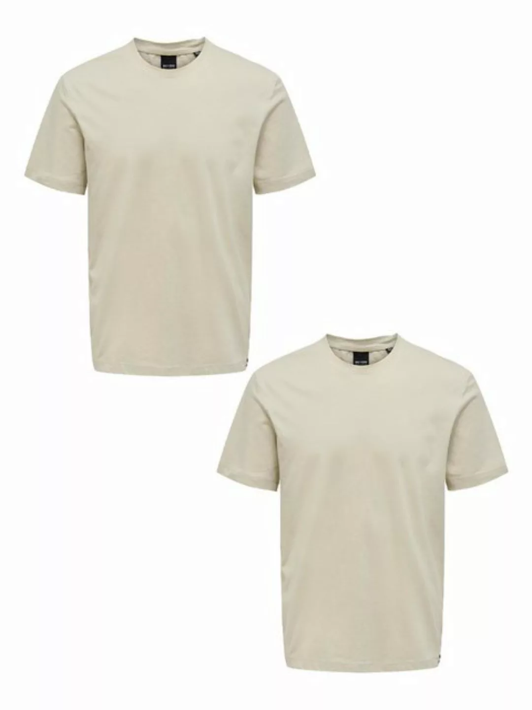 ONLY & SONS T-Shirt T-Shirt 2er-Set Rundhals Kurzarm (1-tlg) 7642 in Beige- günstig online kaufen