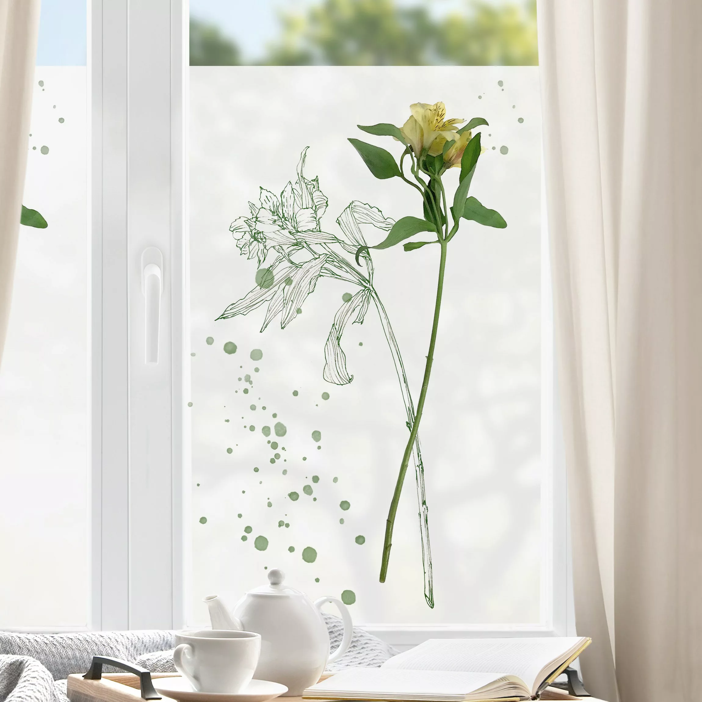 Fensterfolie Botanisches Aquarell - Lilie günstig online kaufen
