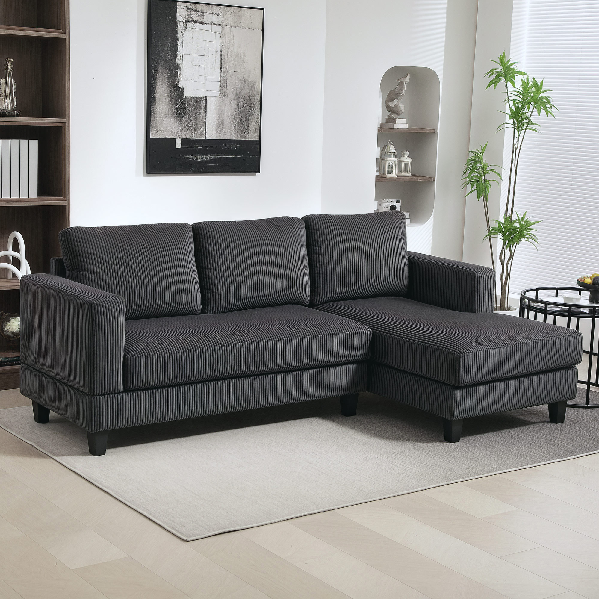 HOMCOM Ecksofa Couch mit Chaiselongue 3 Sitzer Sofa L Form Gepolsterte Eckc günstig online kaufen