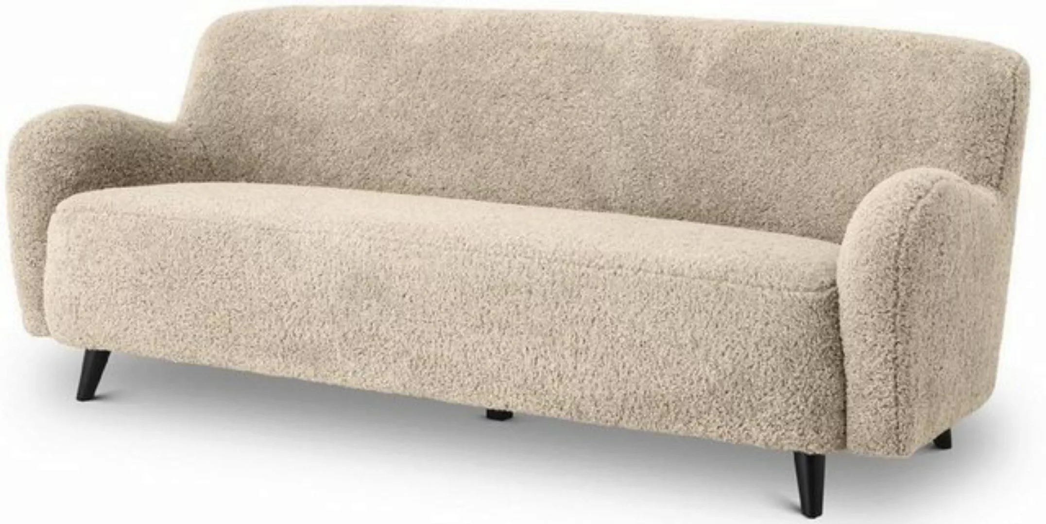 Casa Padrino Sofa Luxus Wohnzimmer Sofa Sandfarben / Schwarz 200 x 70 x H. günstig online kaufen