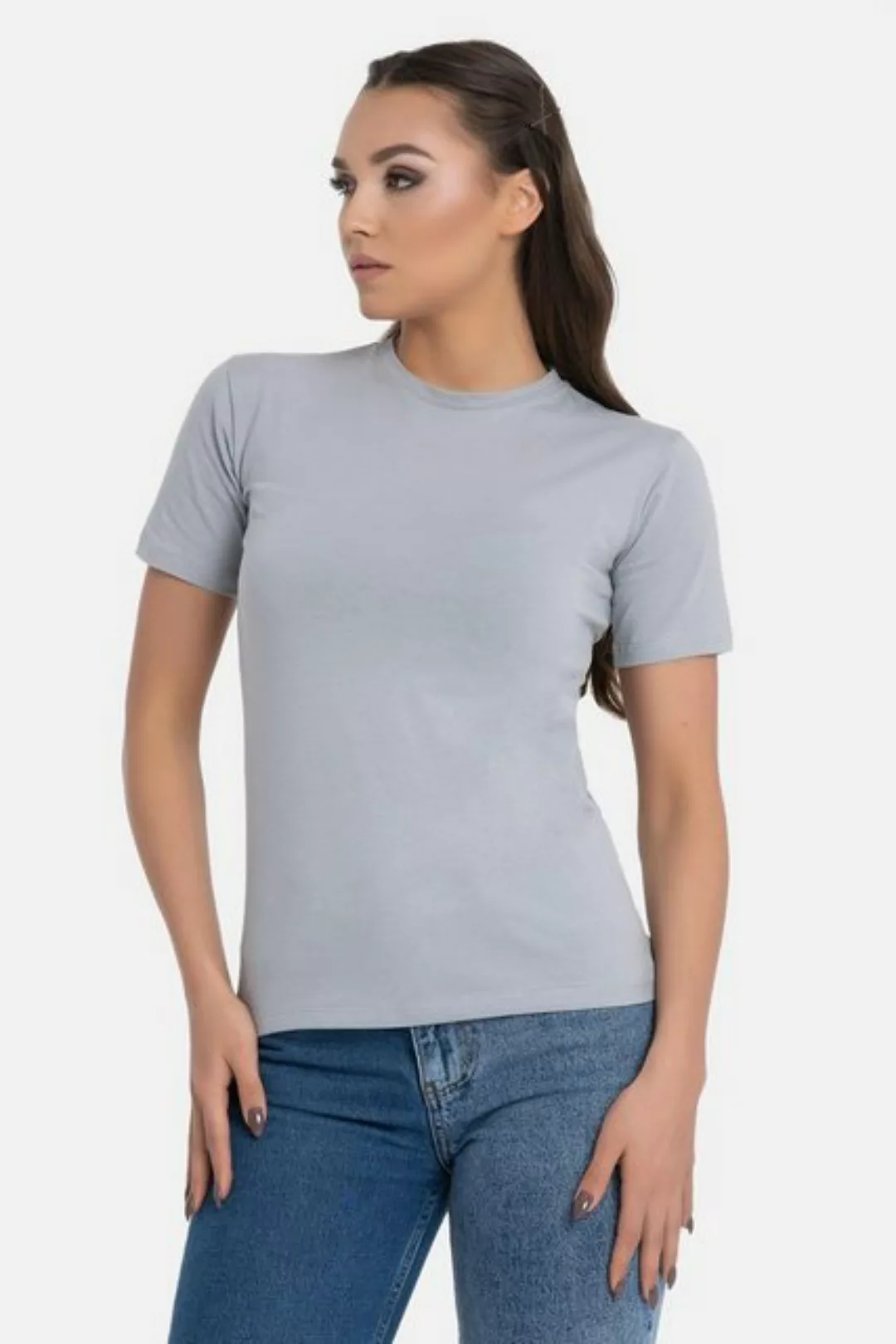 Evoni T-Shirt Damen Basic Shirt Kurzarm Rundhals günstig online kaufen