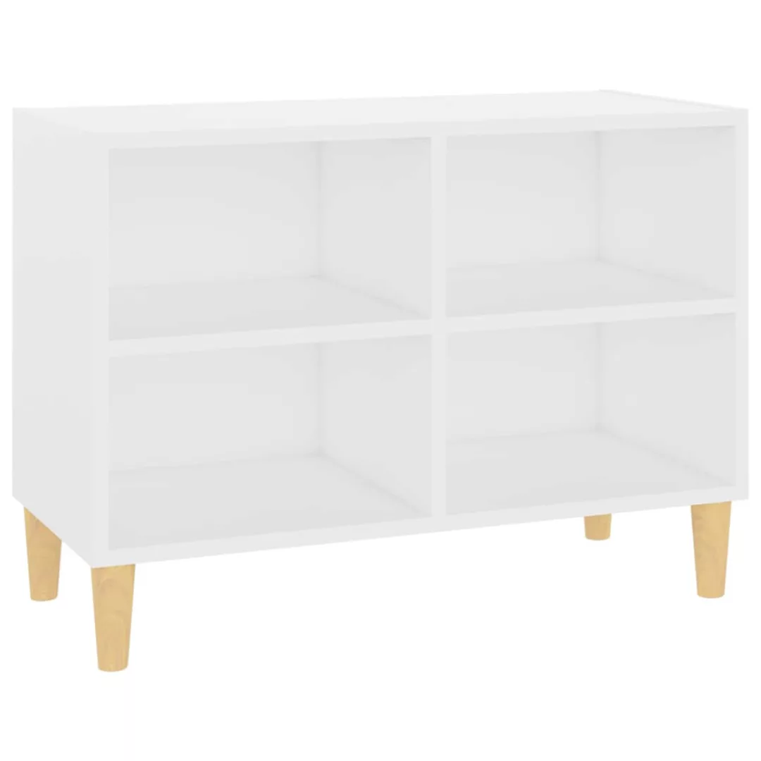 Tv-schrank Mit Massivholz-beinen Weiß 69,5x30x50 Cm günstig online kaufen