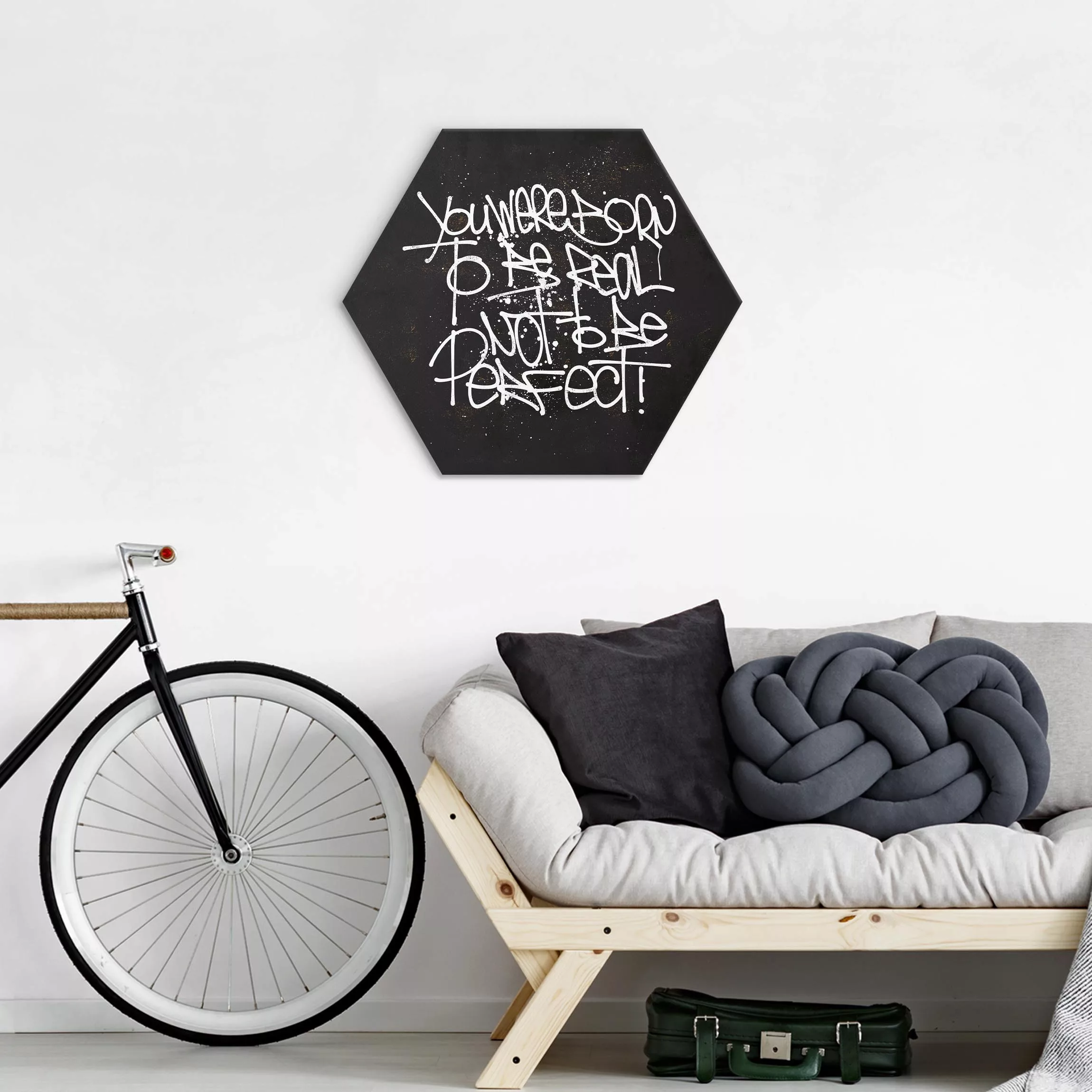 Hexagon-Alu-Dibond Bild Graffiti Art Be Real günstig online kaufen