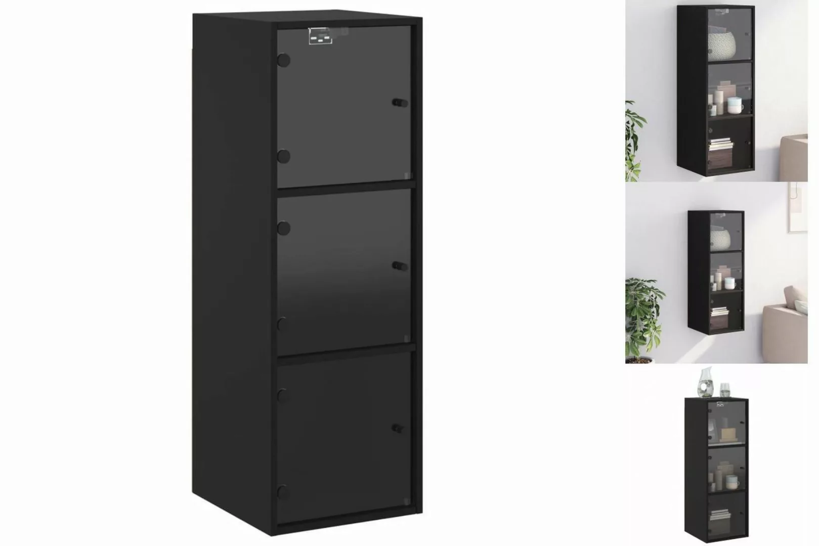 vidaXL Hängeschrank Hängeschrank Wandschrank mit Glastüren Schwarz 35x37x10 günstig online kaufen