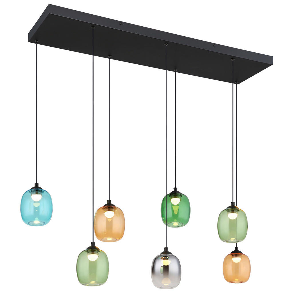 GLOBO LED-Pendelleuchte MINARA 31470708 bunt schwarz Glas Kunststoff Metall günstig online kaufen