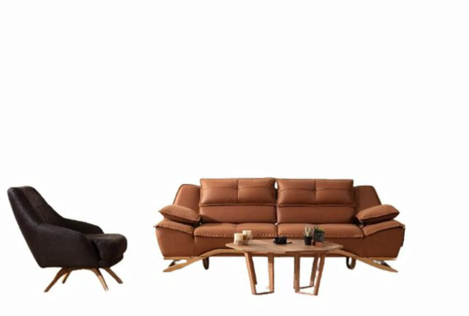 JVmoebel Sofa Couchgarnitur Dreisitzer Sessel Stoffsofa Polstersofa 2tlg So günstig online kaufen