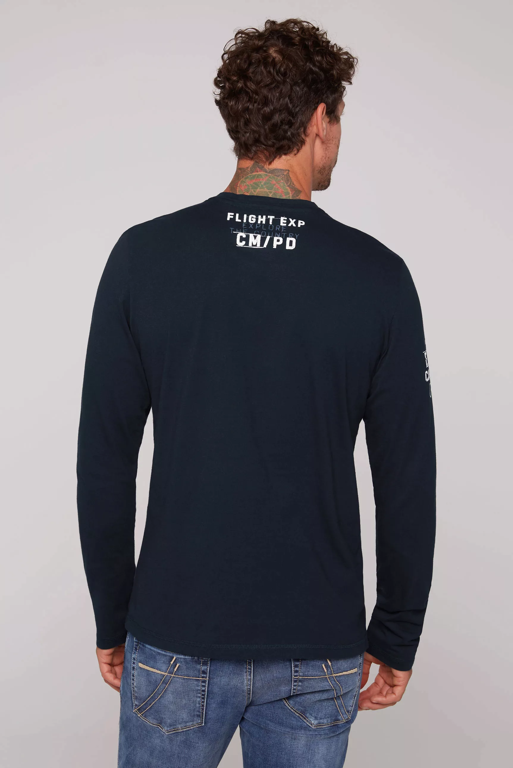 CAMP DAVID Langarmshirt mit mehreren Prints günstig online kaufen