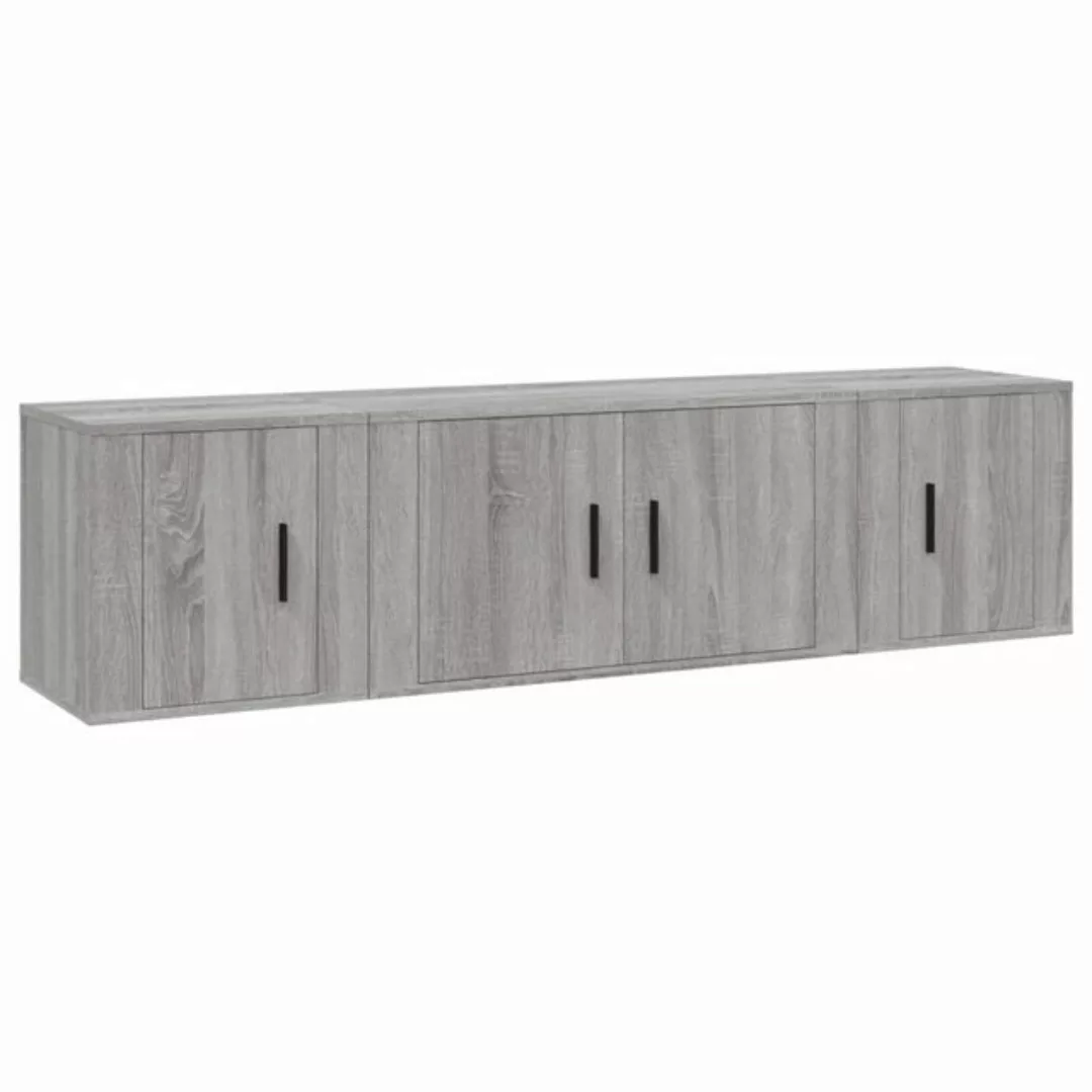 furnicato TV-Schrank 3-tlg. TV-Schrank-Set Grau Sonoma Holzwerkstoff günstig online kaufen