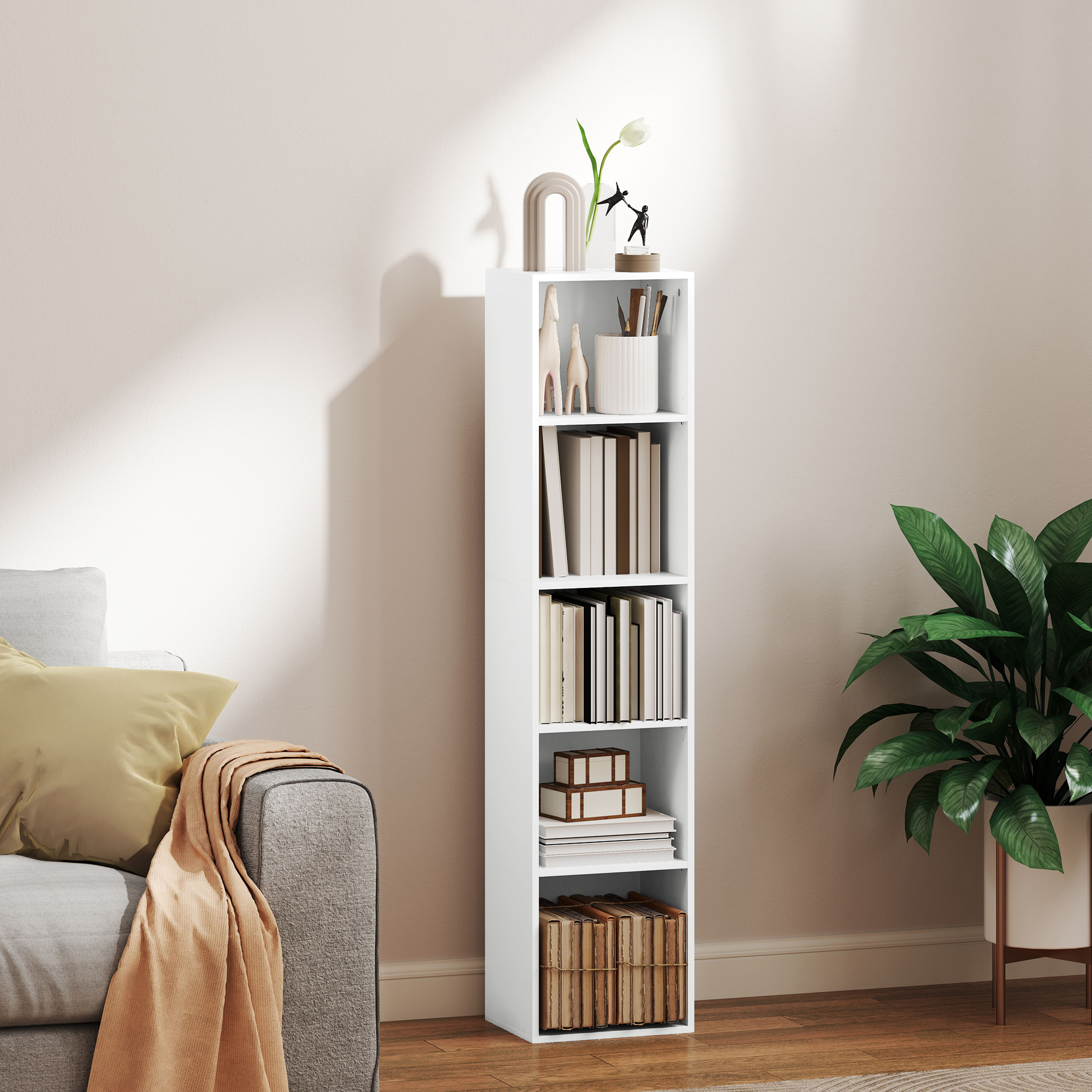HOMCOM Bücherregal, Aufbewahrungsregal 5 Ebenen, Regal mit verstellbaren Re günstig online kaufen