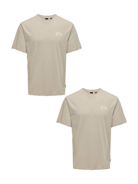 ONLY & SONS T-Shirt 2er-Set T-Shirt locker geschnitten Rundhals (2-tlg) 773 günstig online kaufen