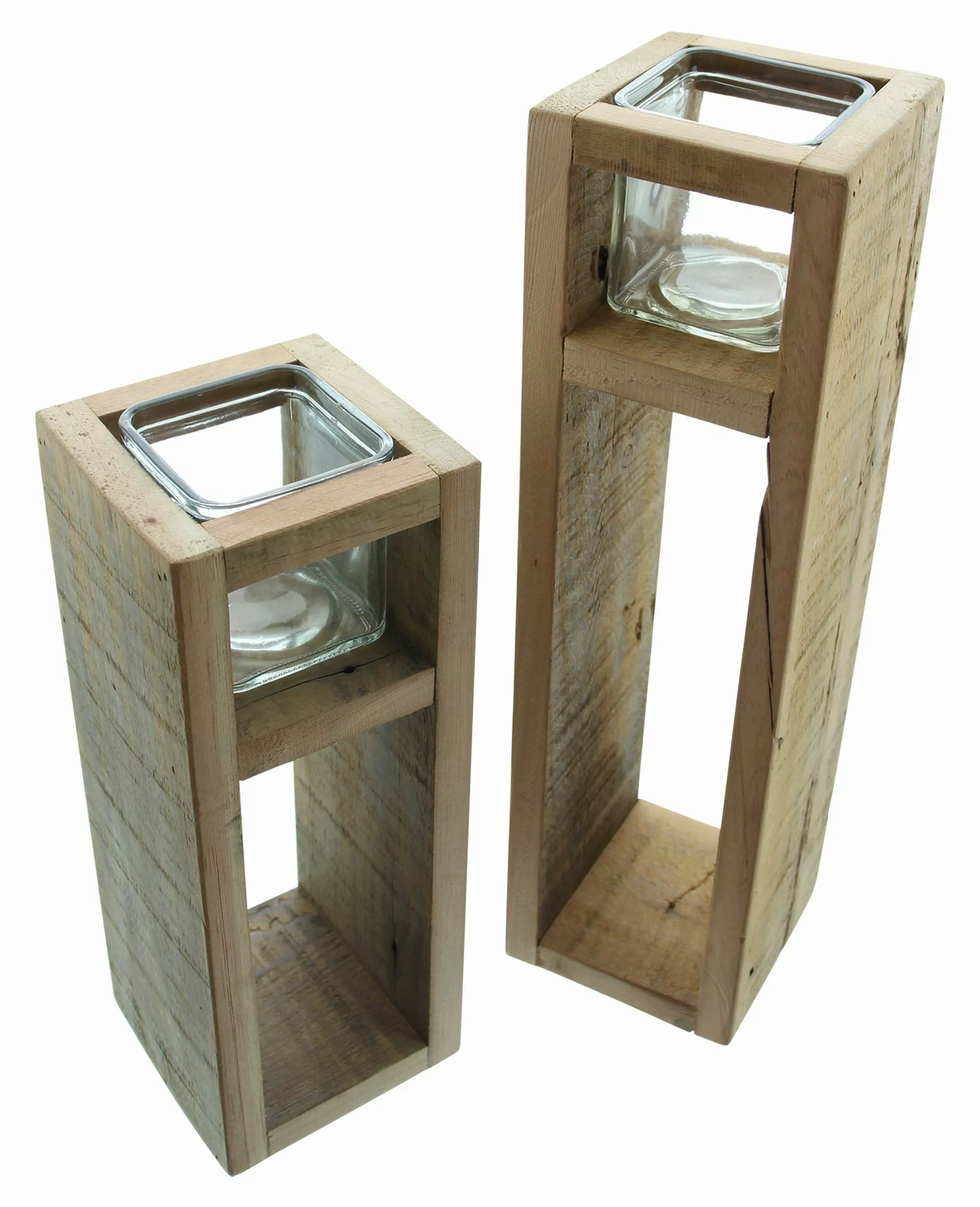 Dekoleidenschaft Bodenwindlicht Windlicht-Säule Wood aus Holz günstig online kaufen