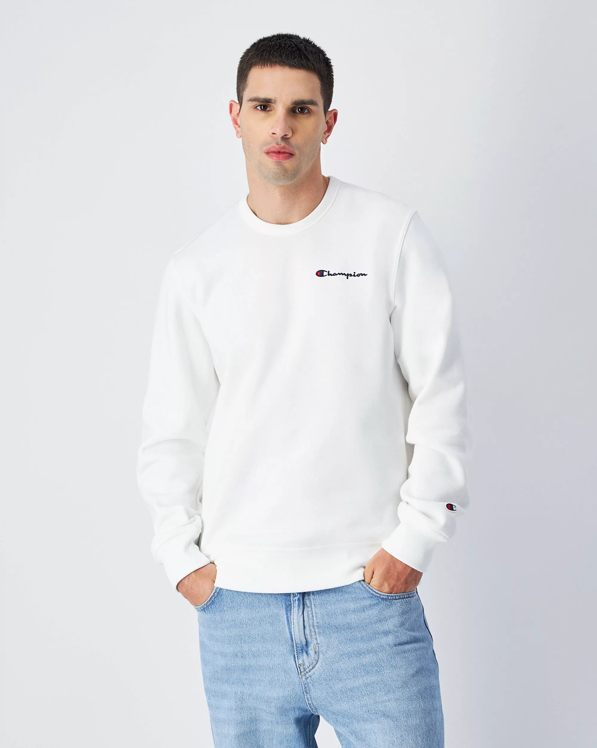 Champion Sweatshirt Herren Fleece Sweatshirt mit kleinem Logo - Dunkelblau günstig online kaufen