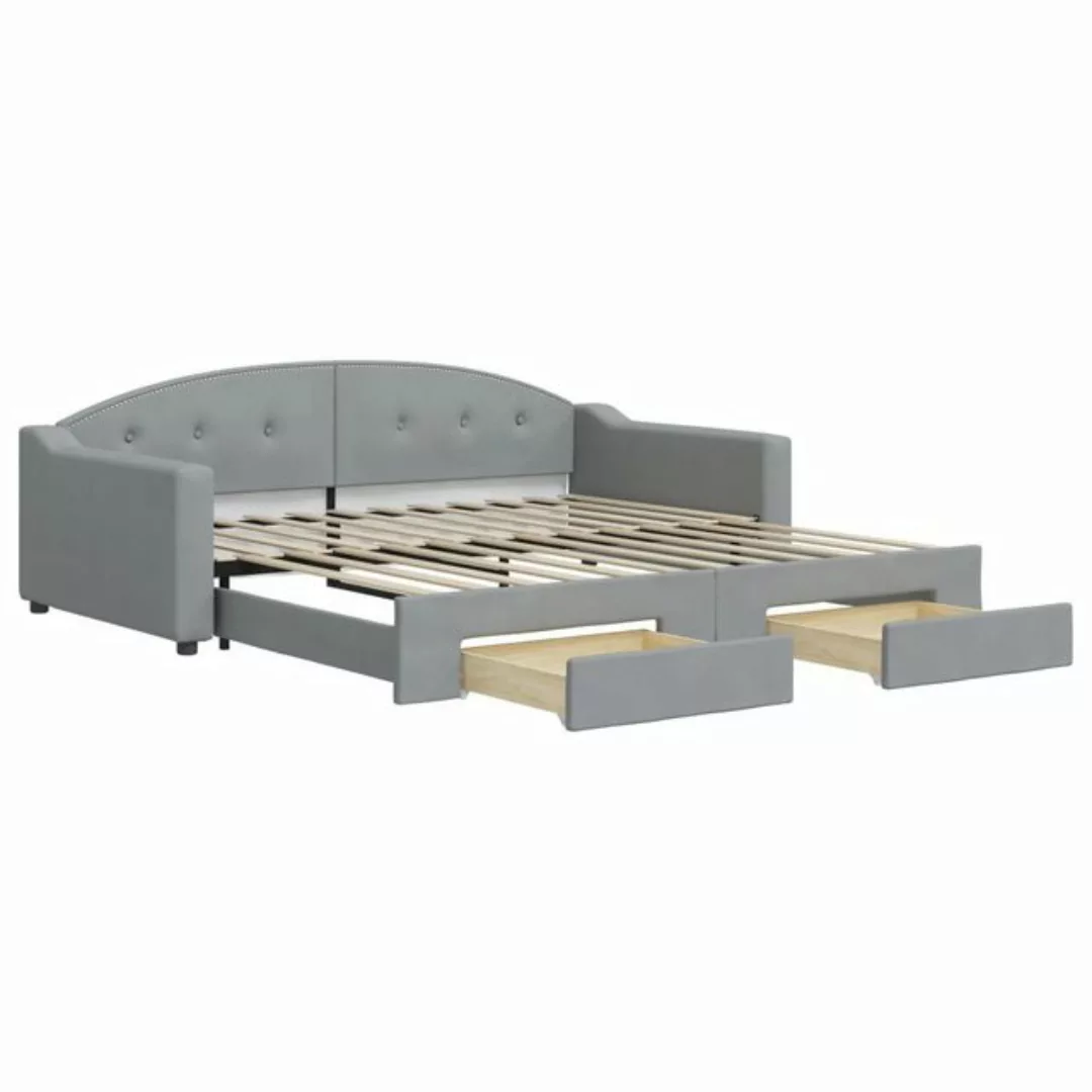 vidaXL Bett Tagesbett Ausziehbar mit Schubladen Hellgrau 100x200 cm Stoff günstig online kaufen