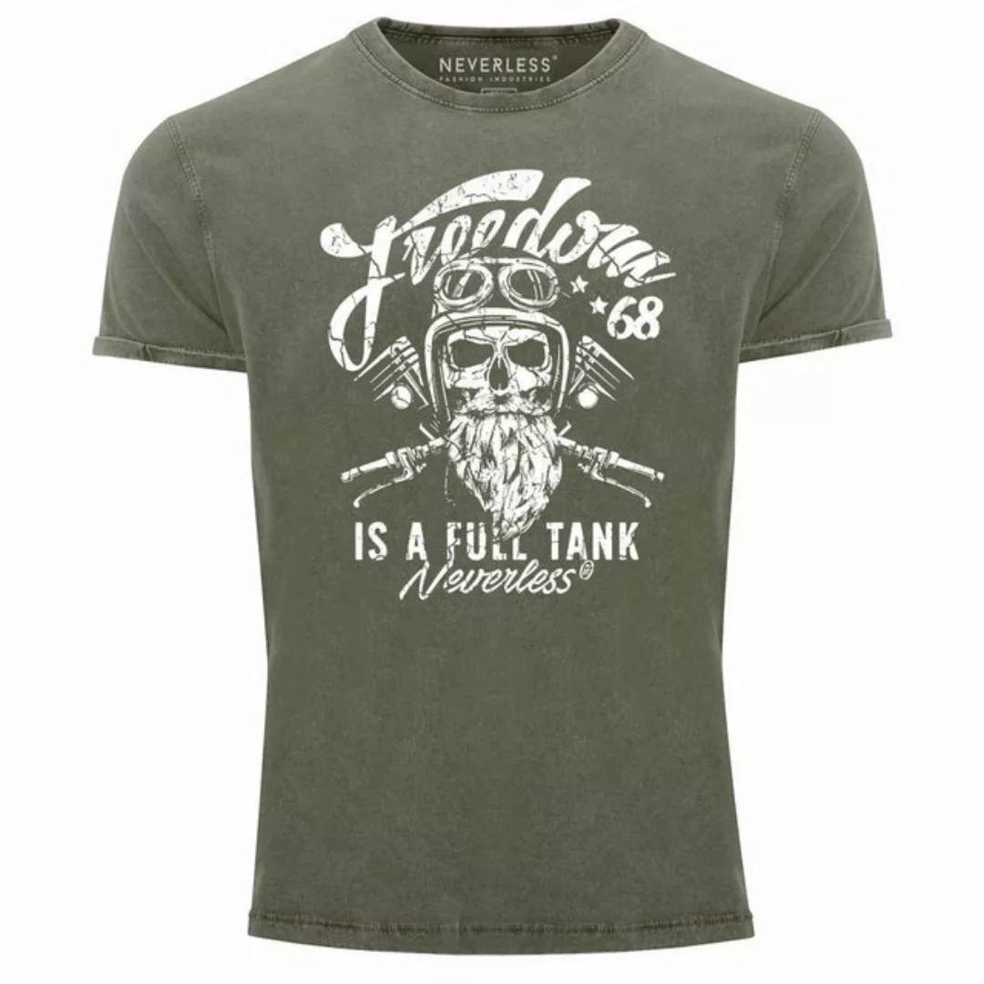 Neverless Print-Shirt Cooles Angesagtes Herren T-Shirt Vintage Shirt Biker günstig online kaufen