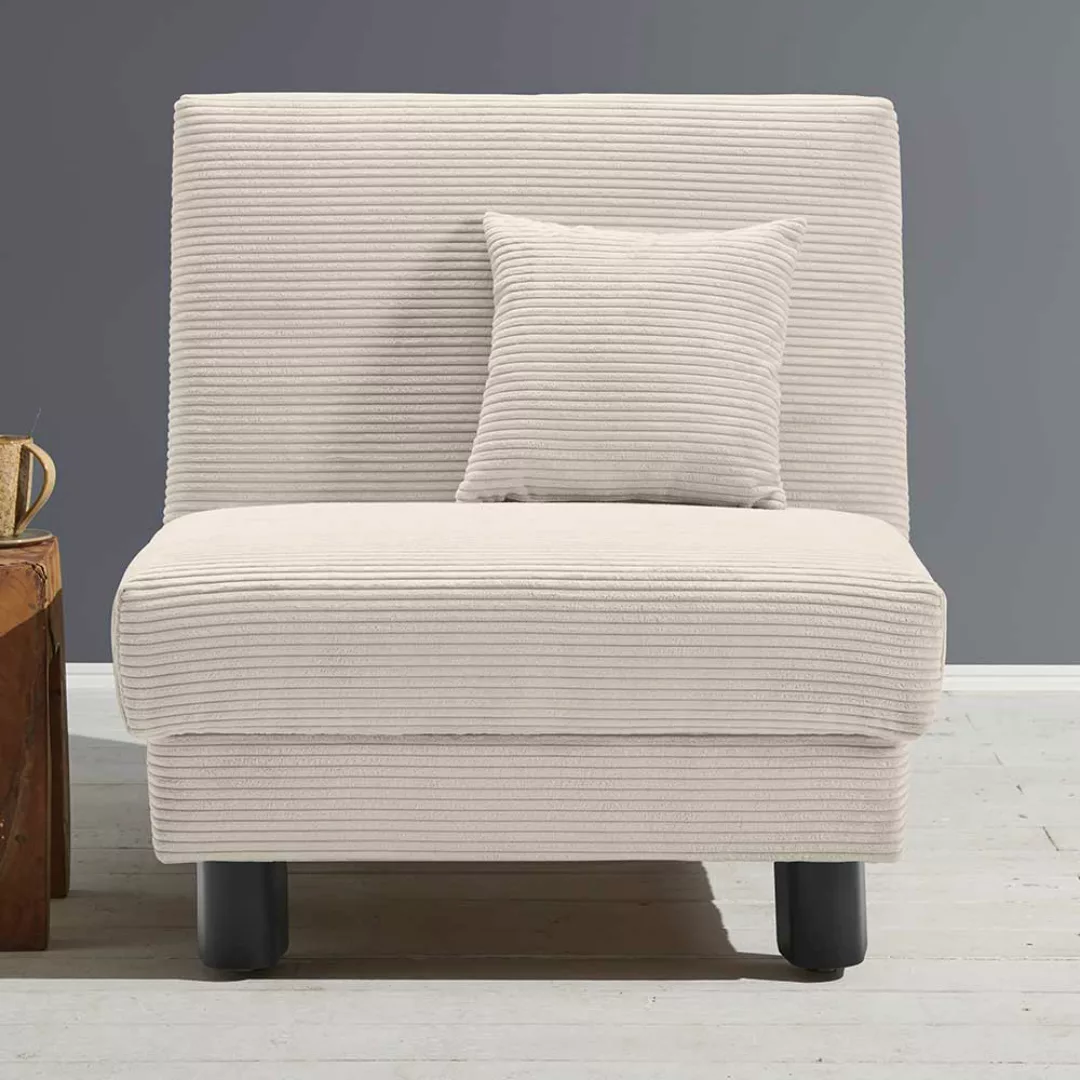Schlafsessel Cord Beige in modernem Design 60 cm Sitztiefe günstig online kaufen