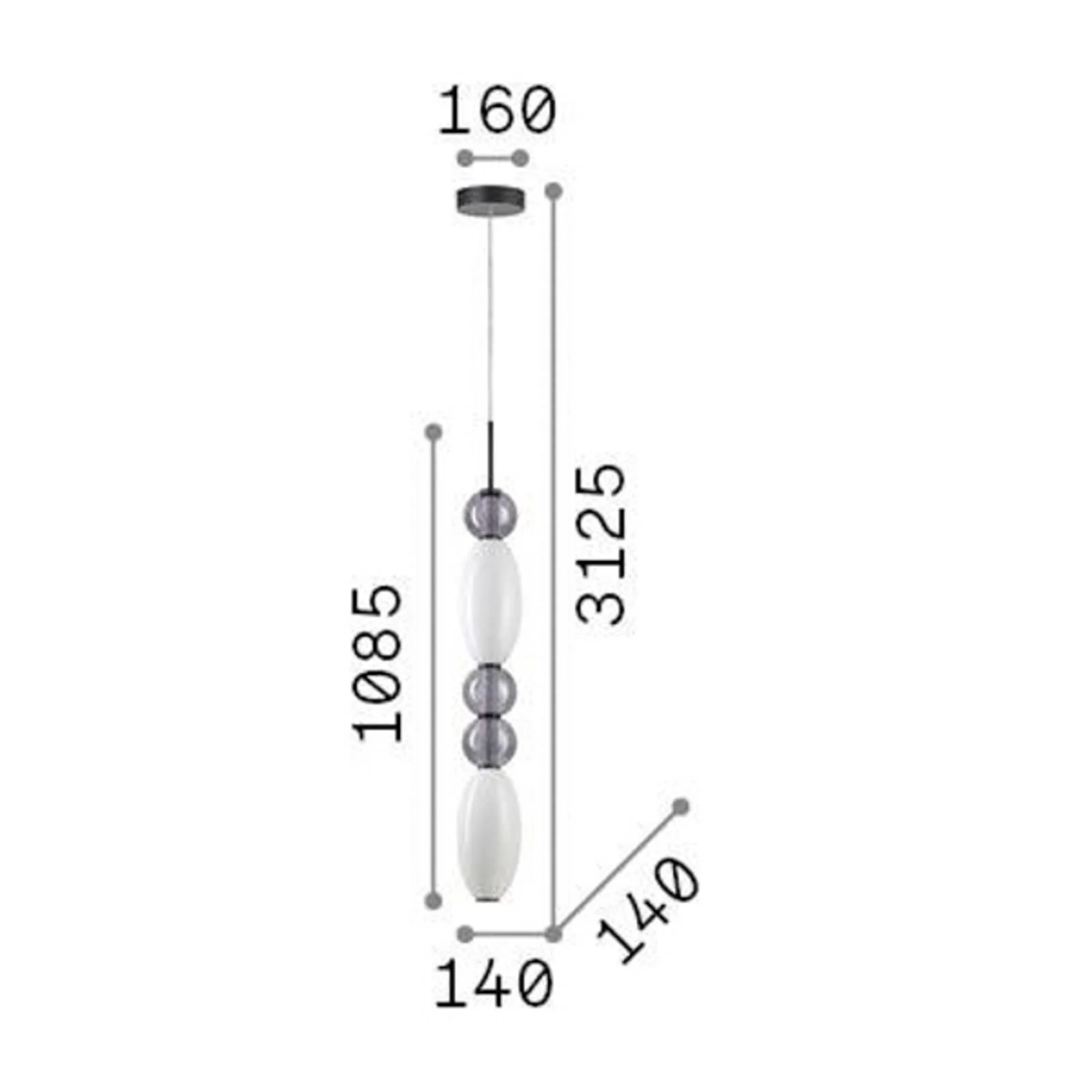 Ideal Lux LED-Hängeleuchte Lumiere-3, Glas opal/grau günstig online kaufen