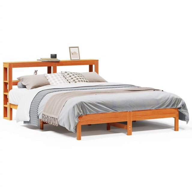 vidaXL Bett, Massivholzbett ohne Matratze Wachsbraun 140x190 cm Kiefernholz günstig online kaufen