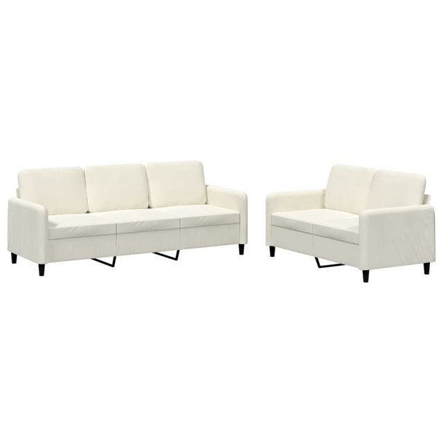 vidaXL Sofa, 2-tlg. Sofagarnitur Creme Samt günstig online kaufen