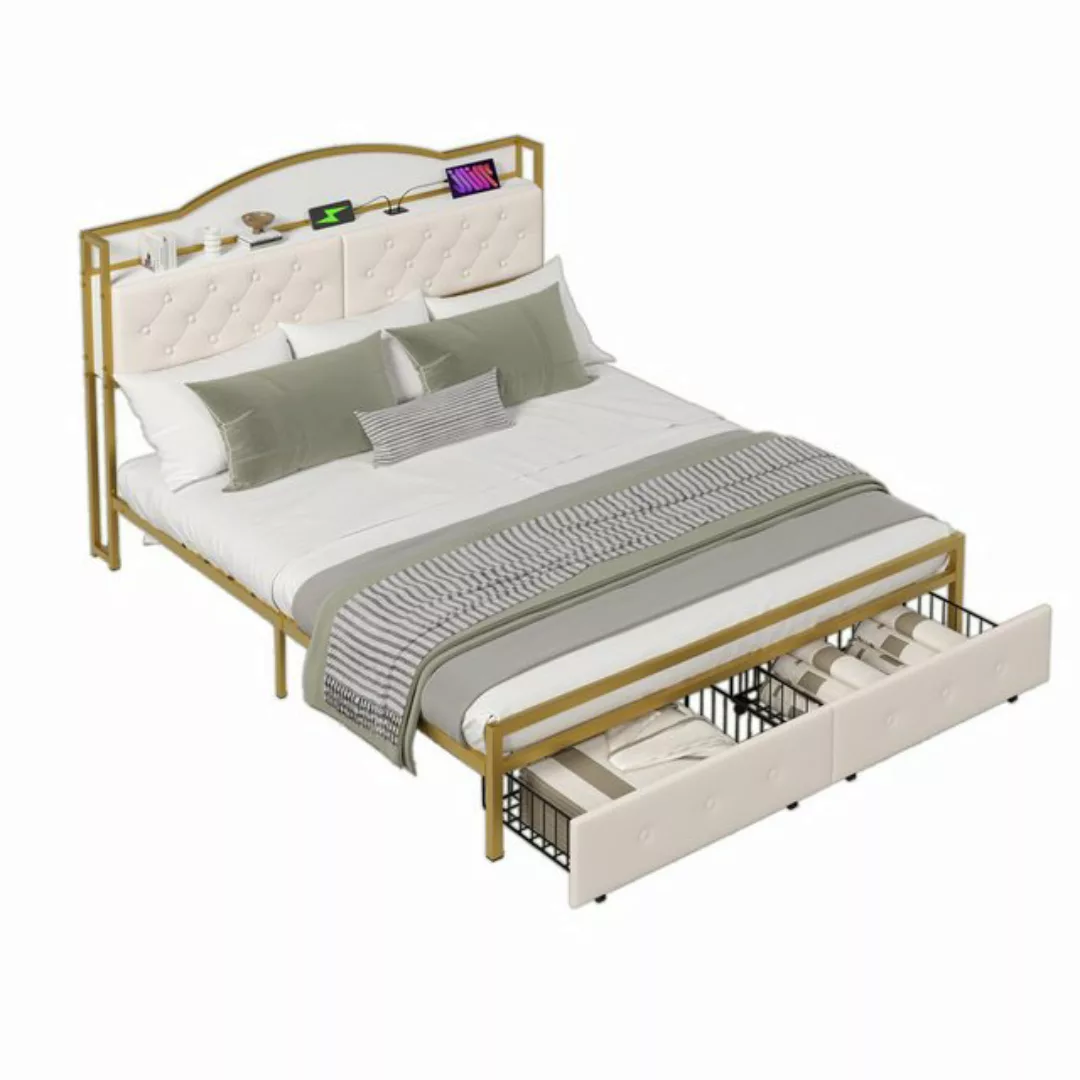 KoDise Stauraumbett Metallbett 180*200cm Bettrahmen Doppelbett mit LED,Schu günstig online kaufen