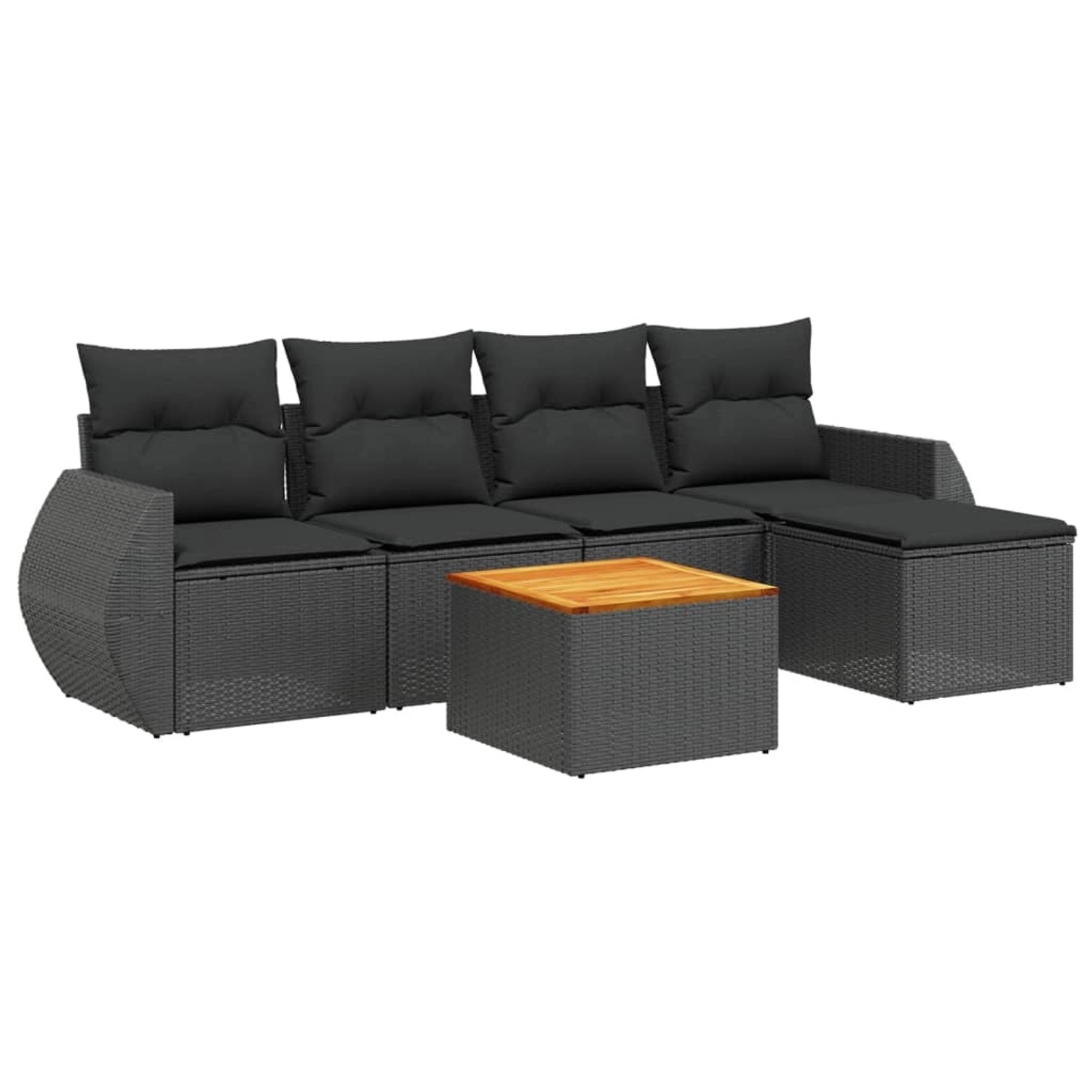 vidaXL 6-Tlg Garten-Sofagarnitur mit Kissen Schwarz Poly Rattan 3224977 günstig online kaufen