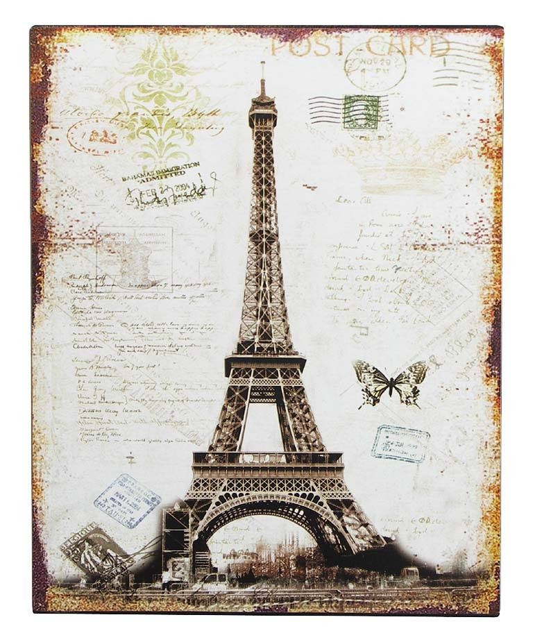 Nostalgie Blechschild Eiffelturm Paris Postkarte Deko-Schild 25x20cm günstig online kaufen
