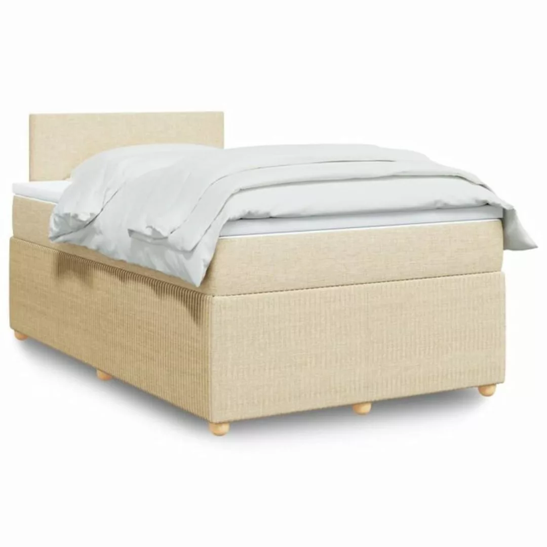 vidaXL Boxspringbett, Boxspringbett mit Matratze Creme 120x200 cm Stoff günstig online kaufen