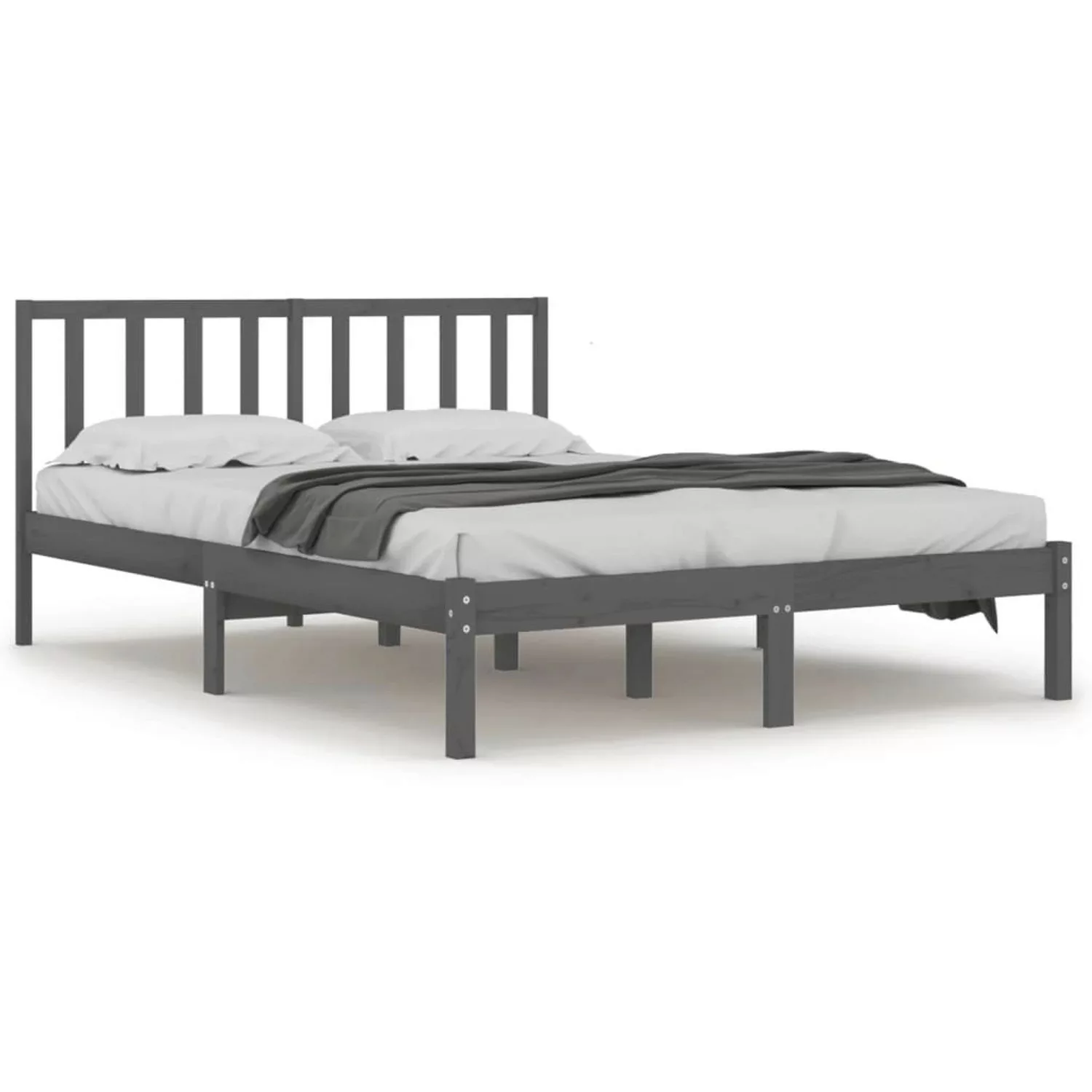 Vidaxl Massivholzbett Grau Kiefer 200x200 Cm günstig online kaufen