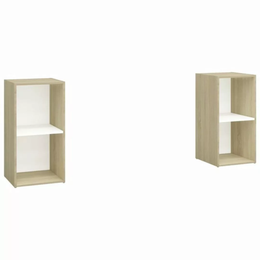 furnicato TV-Schrank TV-Schränke 2 Stk. Weiß Sonoma-Eiche 72x35x36,5cm Holz günstig online kaufen