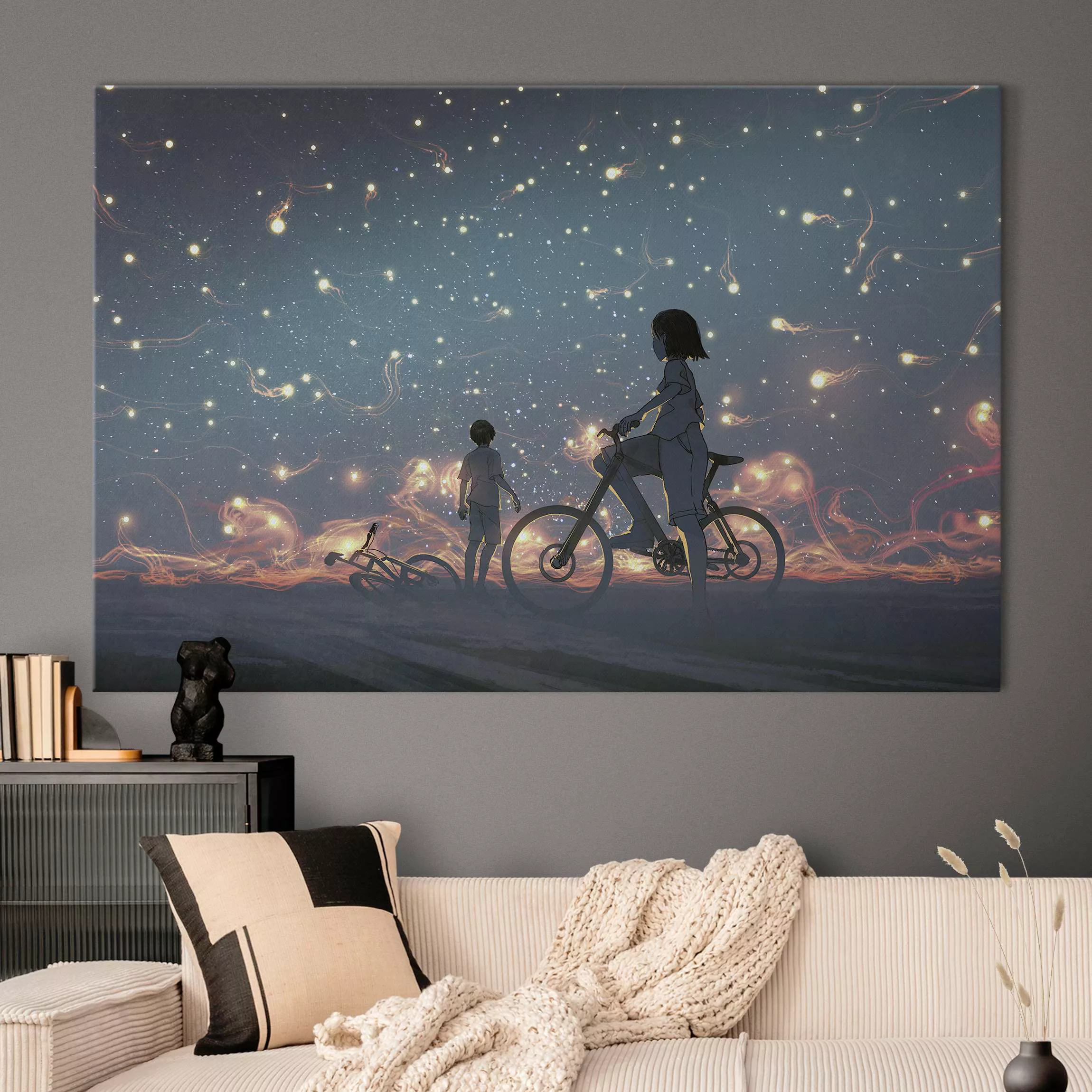 Akustikbild Anime Zeichnung Lichter auf dem Fahrrad günstig online kaufen