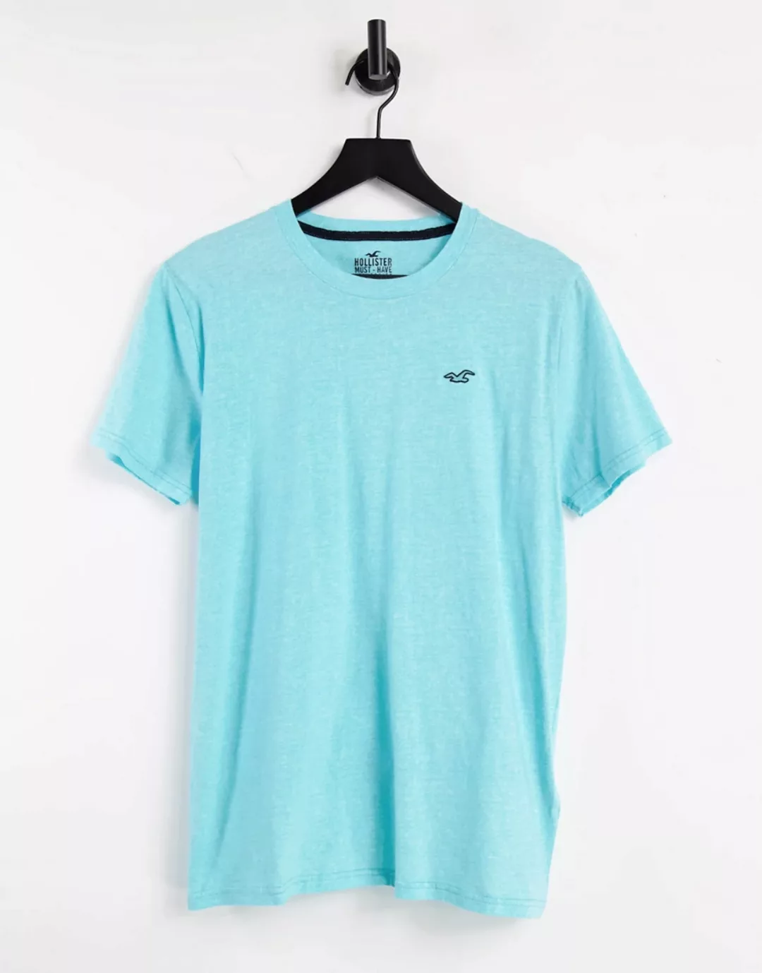 Hollister – T-Shirt in Türkisblau mit Logo günstig online kaufen